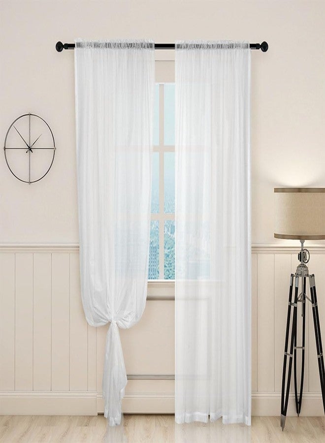 Fancial Sheer White Curtains, 84 inch Length 2 Panels Set, Rod Pocket Voile Fimly Drapes for Living Room/Bedroom, 2pcs, Each 42" W x 84" L - Image 1